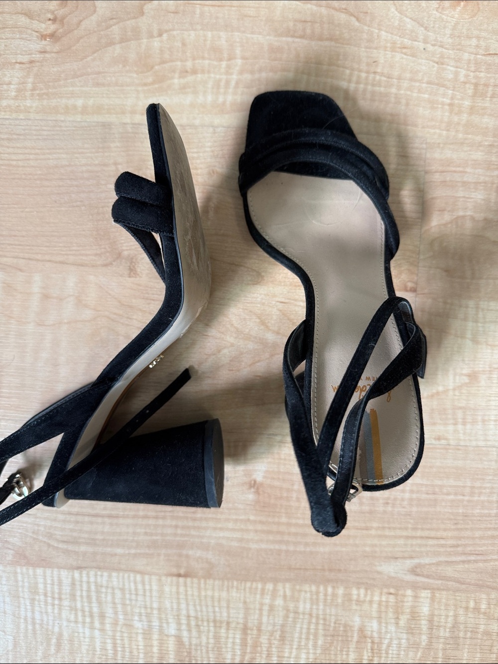 Black Suede Block Heel Sandals - Women's Strappy Dress Heels